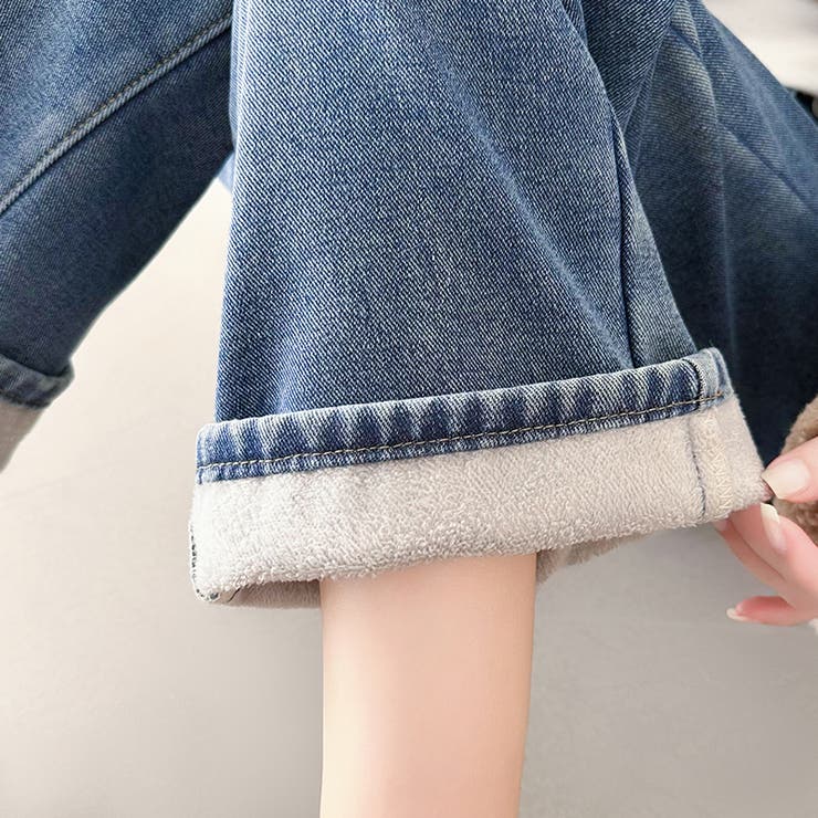 裏起毛 デニムパンツ セミワイドストレートパンツ | COCOMOMO | 詳細画像10 