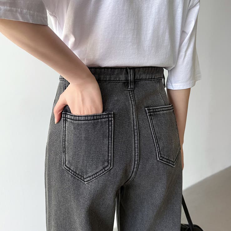 裏起毛 デニムパンツ セミワイドストレートパンツ | COCOMOMO | 詳細画像23 