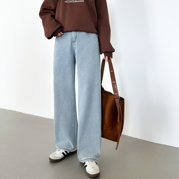 裏起毛 デニムパンツ セミワイドストレートパンツ | COCOMOMO | 詳細画像27 