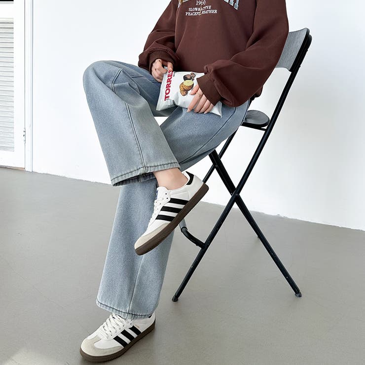 裏起毛 デニムパンツ セミワイドストレートパンツ | COCOMOMO | 詳細画像31 