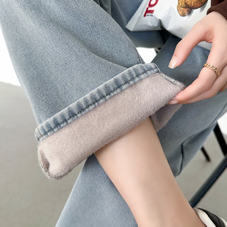裏起毛 デニムパンツ セミワイドストレートパンツ | COCOMOMO | 詳細画像34 
