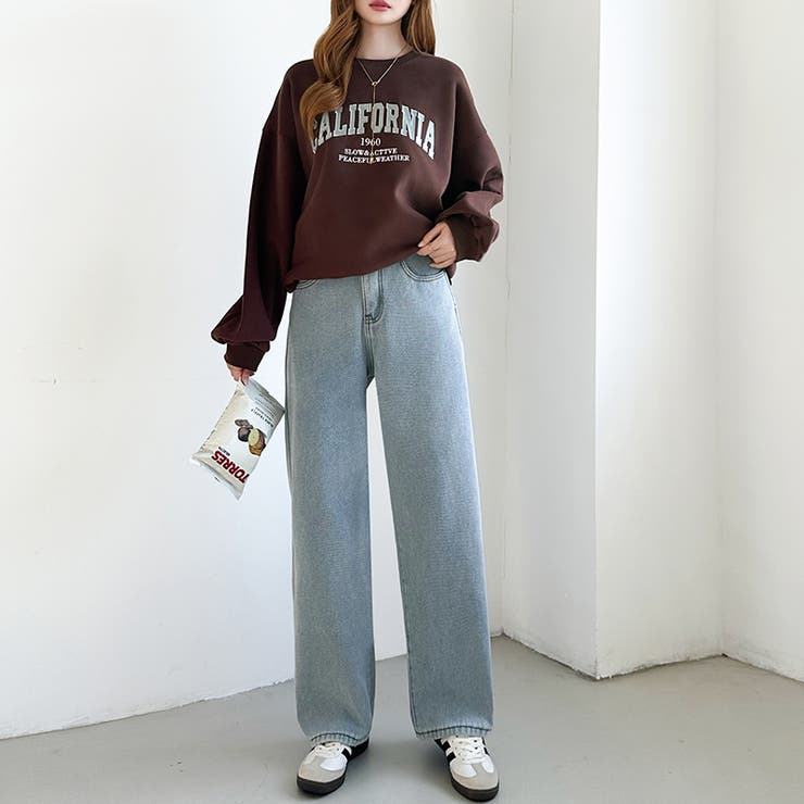 裏起毛 デニムパンツ セミワイドストレートパンツ | COCOMOMO | 詳細画像36 