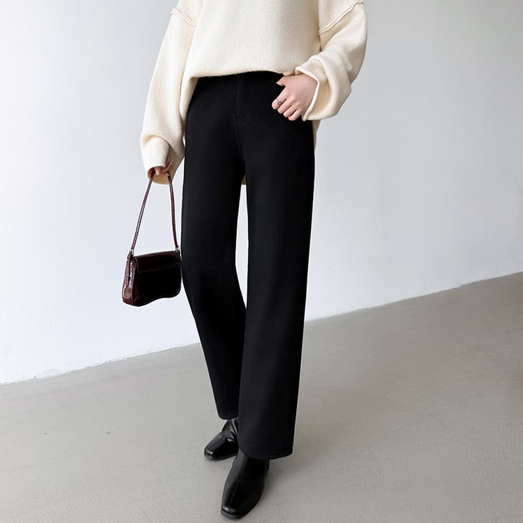 裏起毛 デニムパンツ セミワイドストレートパンツ | COCOMOMO | 詳細画像40 