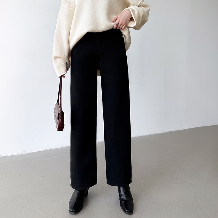 裏起毛 デニムパンツ セミワイドストレートパンツ | COCOMOMO | 詳細画像41 