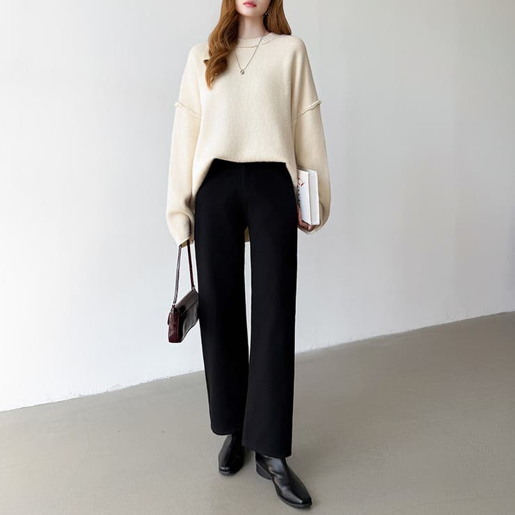 裏起毛 デニムパンツ セミワイドストレートパンツ | COCOMOMO | 詳細画像43 