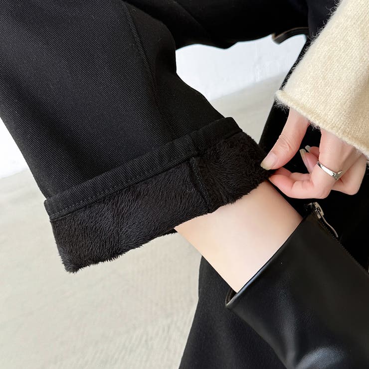 裏起毛 デニムパンツ セミワイドストレートパンツ | COCOMOMO | 詳細画像49 