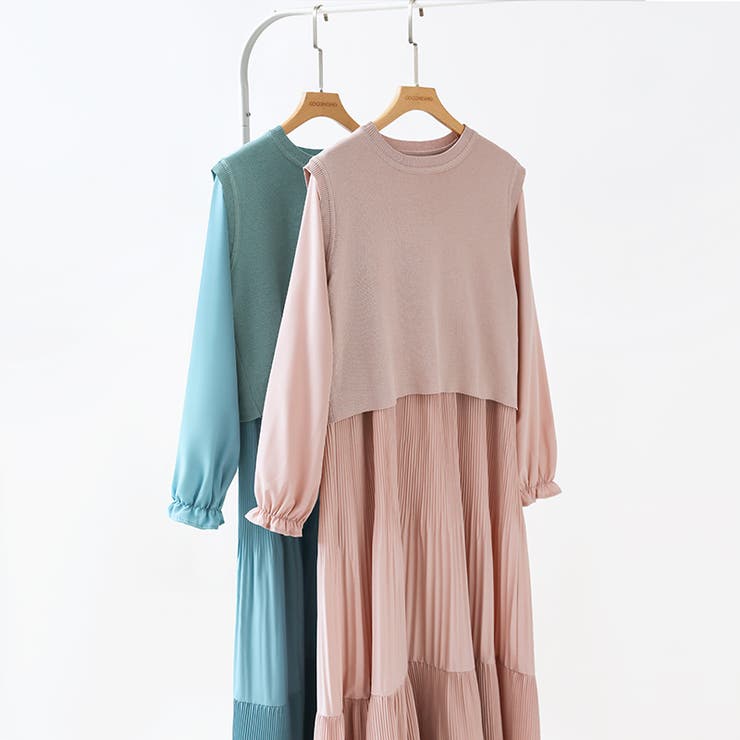 ベスト付きワンピース プリーツワンピース ロングワンピース | COCOMOMO | 詳細画像79 