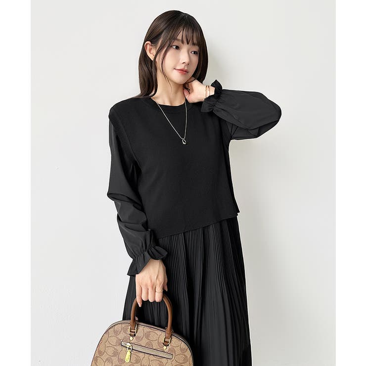 ベスト付きワンピース プリーツワンピース ロングワンピース | COCOMOMO | 詳細画像77 