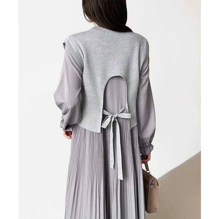 ベスト付きワンピース プリーツワンピース ロングワンピース | COCOMOMO | 詳細画像67 