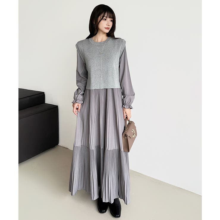 ベスト付きワンピース プリーツワンピース ロングワンピース | COCOMOMO | 詳細画像69 