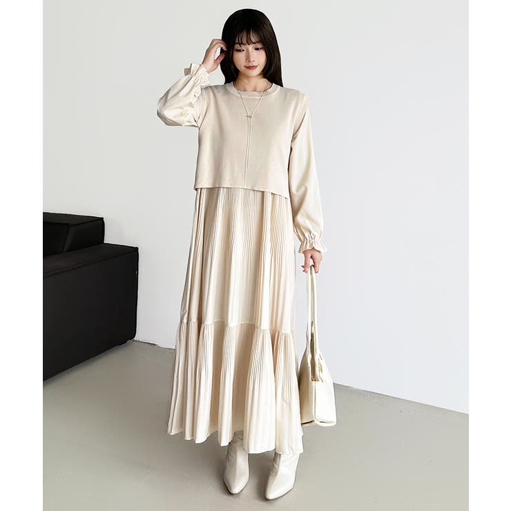 ベスト付きワンピース プリーツワンピース ロングワンピース | COCOMOMO | 詳細画像52 
