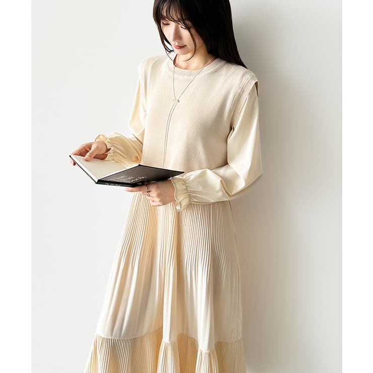 ベスト付きワンピース プリーツワンピース ロングワンピース | COCOMOMO | 詳細画像54 