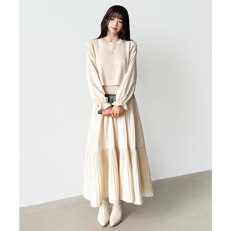 ベスト付きワンピース プリーツワンピース ロングワンピース | COCOMOMO | 詳細画像58 