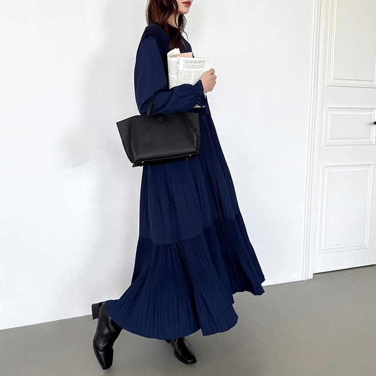 ベスト付きワンピース プリーツワンピース ロングワンピース | COCOMOMO | 詳細画像22 