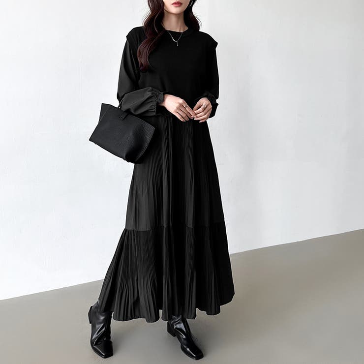 ベスト付きワンピース プリーツワンピース ロングワンピース | COCOMOMO | 詳細画像23 