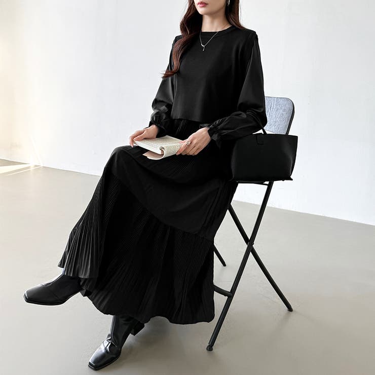 ベスト付きワンピース プリーツワンピース ロングワンピース | COCOMOMO | 詳細画像25 