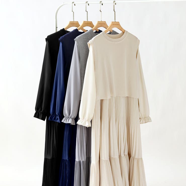 ベスト付きワンピース プリーツワンピース ロングワンピース | COCOMOMO | 詳細画像80 