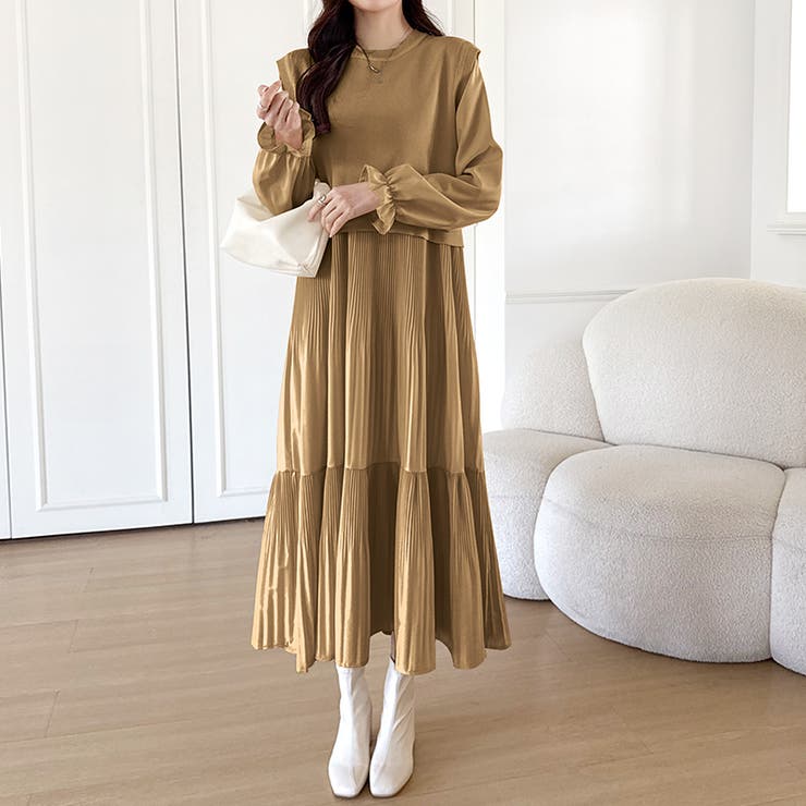 ベスト付きワンピース プリーツワンピース ロングワンピース | COCOMOMO | 詳細画像49 