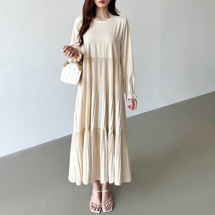 ベスト付きワンピース プリーツワンピース ロングワンピース | COCOMOMO | 詳細画像14 