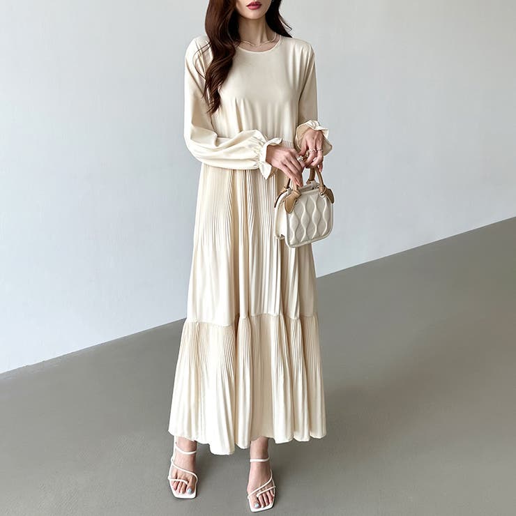 ベスト付きワンピース プリーツワンピース ロングワンピース | COCOMOMO | 詳細画像15 