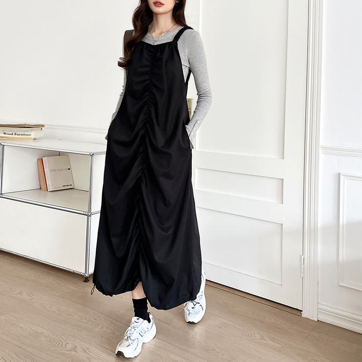 ワンピース ギャザーキャミワンピース カーゴジャンスカ[品番