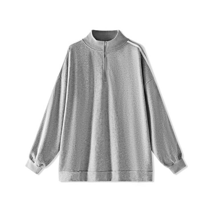 ハーフジップ 袖ラインスウェット オーバーサイズトレーナー | COCOMOMO | 詳細画像34 