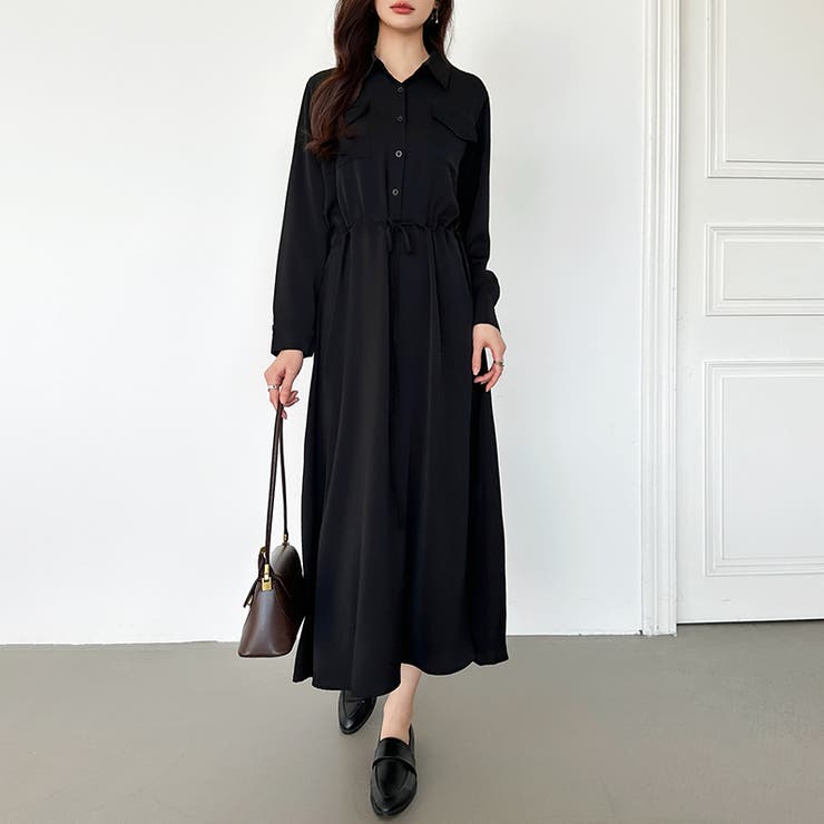 シャツワンピース きれいめ ロングワンピース[品番：COCW0006277