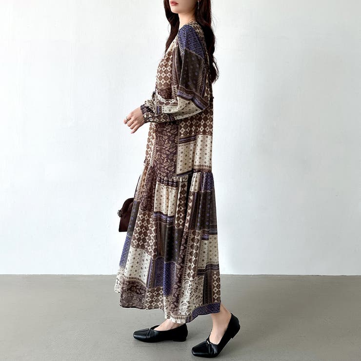 moose's ワンピース セール】CRAFTED EMBROIDERY MAXI SLEEVE DRESS（ワンピース