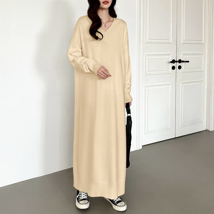 Sybilla Ｖネック ウエストリボン 美シルエット ロングワンピース M Sybilla Vネック ウエストリボン 美シルエット ロングワンピース M