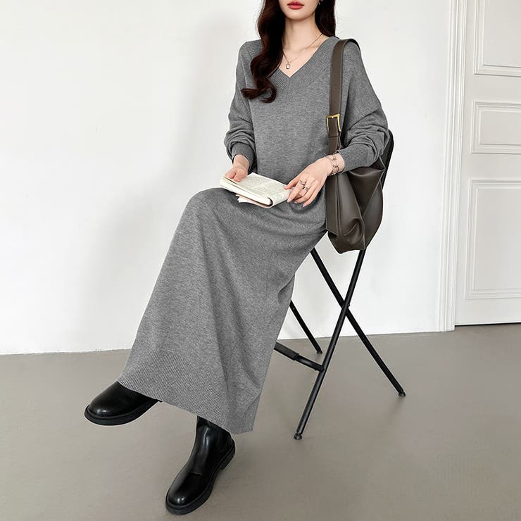 選べる2丈 Vネックワンピース ロングワンピース | COCOMOMO | 詳細画像4 