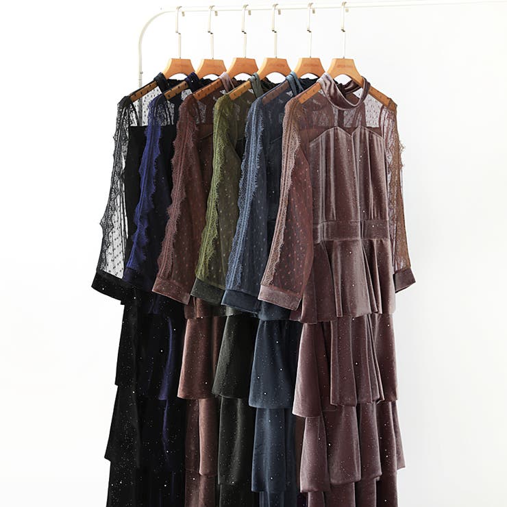 ティアードベロアワンピース パーティードレス 結婚式 | COCOMOMO | 詳細画像66 