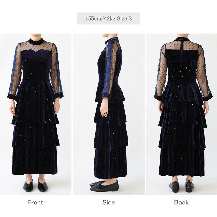 ティアードベロアワンピース パーティードレス 結婚式 | COCOMOMO | 詳細画像65 