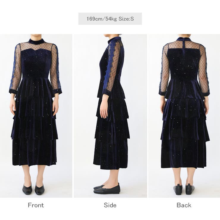 ティアードベロアワンピース パーティードレス 結婚式 | COCOMOMO | 詳細画像64 