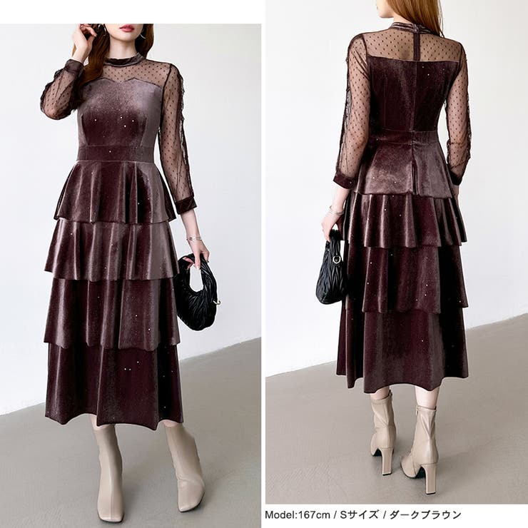 ティアードベロアワンピース パーティードレス 結婚式 | COCOMOMO | 詳細画像60 