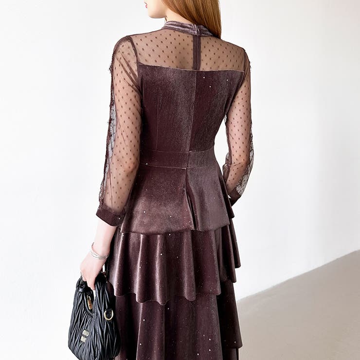 ティアードベロアワンピース パーティードレス 結婚式 | COCOMOMO | 詳細画像61 