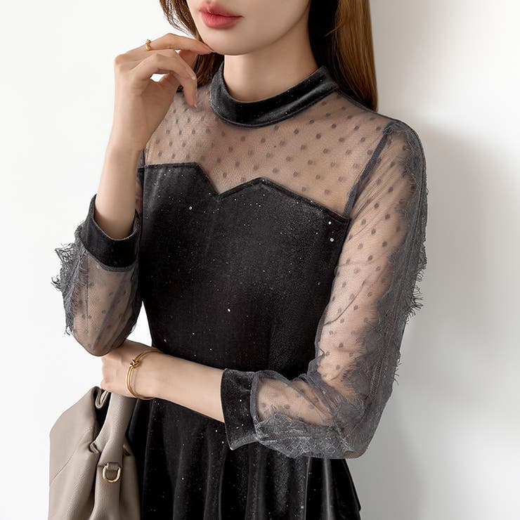 【新色登場】ティアードベロアワンピース パーティードレス 結婚式 | COCOMOMO | 詳細画像69 