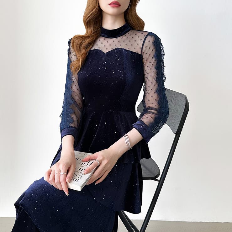 ティアードベロアワンピース パーティードレス 結婚式 | COCOMOMO | 詳細画像53 