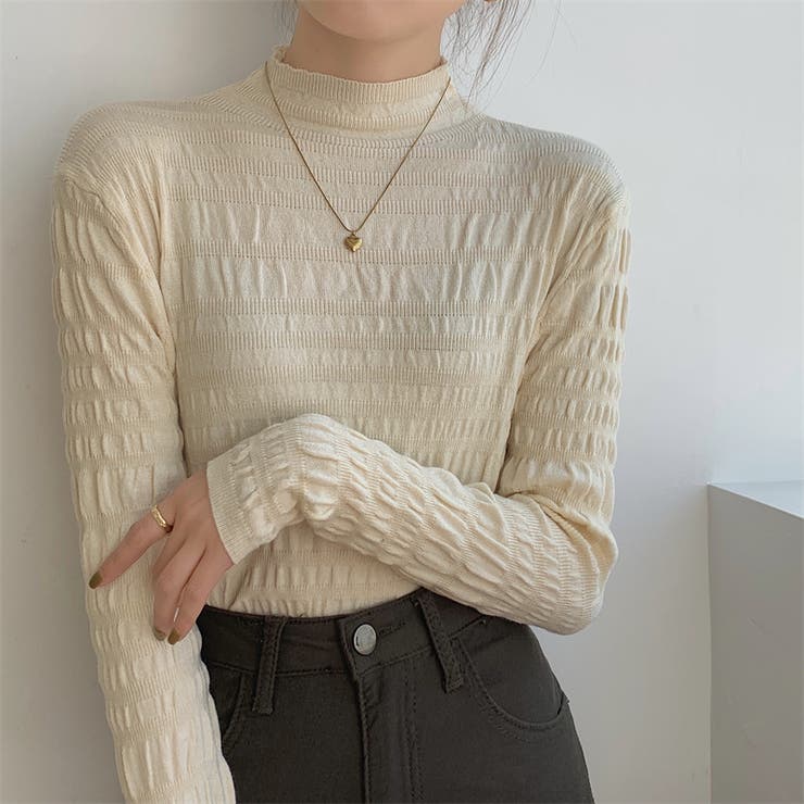 ギャザーニット ハイネック シャーリングニット | COCOMOMO | 詳細画像11 