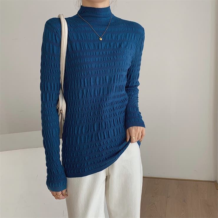 ギャザーニット ハイネック シャーリングニット | COCOMOMO | 詳細画像2 