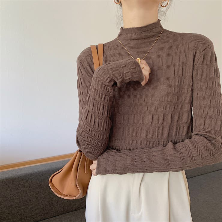 ギャザーニット ハイネック シャーリングニット | COCOMOMO | 詳細画像20 