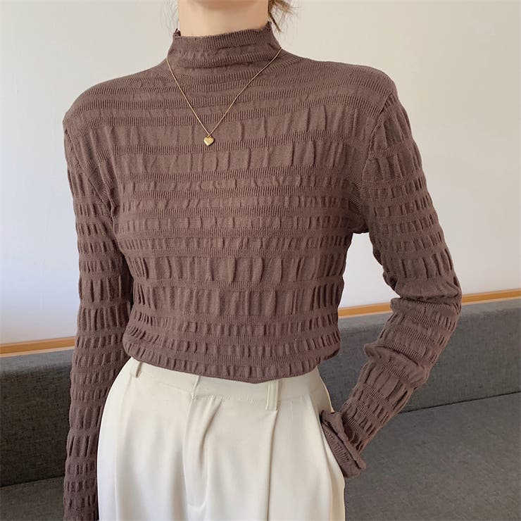 ギャザーニット ハイネック シャーリングニット | COCOMOMO | 詳細画像22 