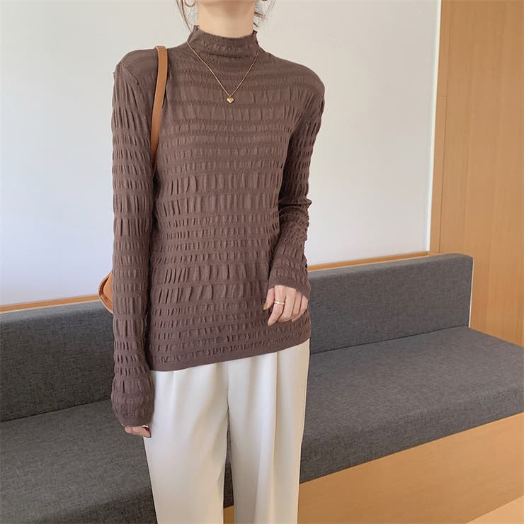 ギャザーニット ハイネック シャーリングニット | COCOMOMO | 詳細画像23 