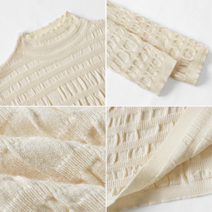 ギャザーニット ハイネック シャーリングニット | COCOMOMO | 詳細画像25 