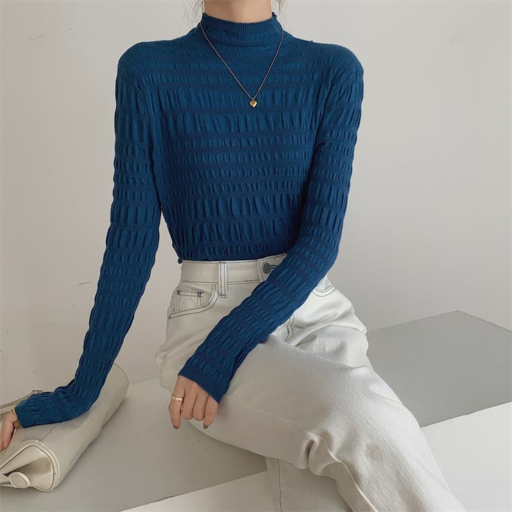 ギャザーニット ハイネック シャーリングニット | COCOMOMO | 詳細画像5 