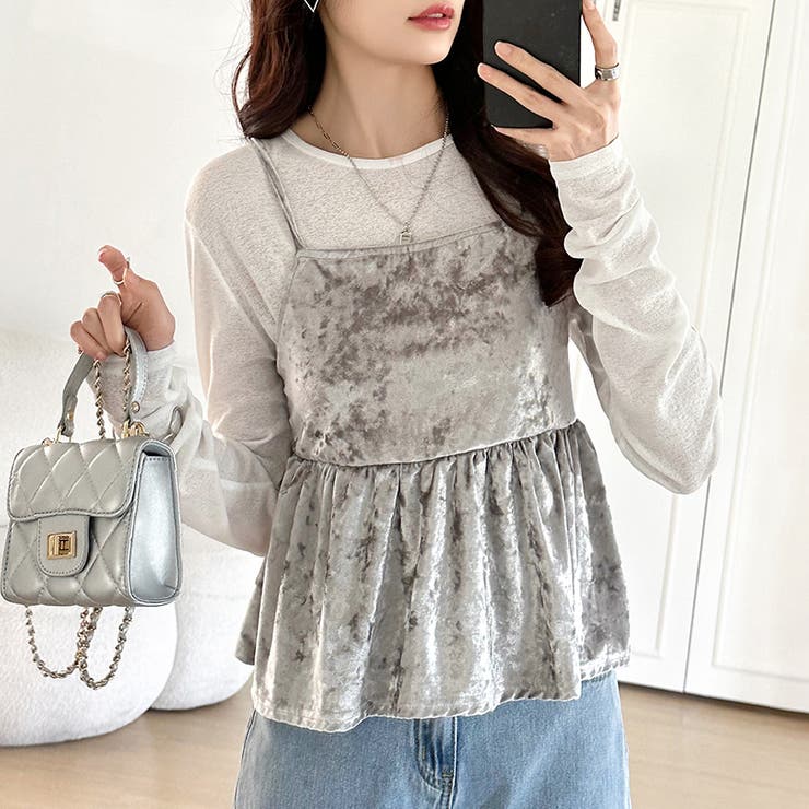 ベロアキャミソール ペプラムビスチェ バックリボン | COCOMOMO | 詳細画像14 