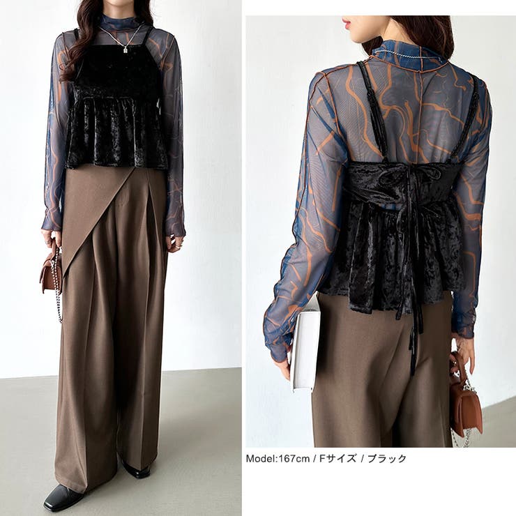 即完　ココディール　ベロアビスチェキャミソール　ブラウン　25AW ベロアビスチェキャミソール｜PETAL ONLINE（ペタルオンライン）