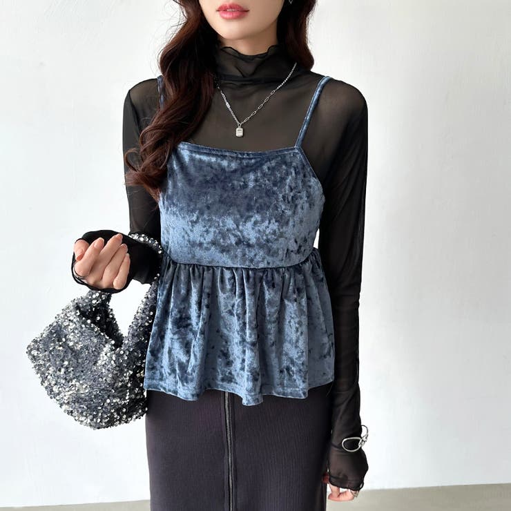 ベロアキャミソール ペプラムビスチェ バックリボン | COCOMOMO | 詳細画像2 