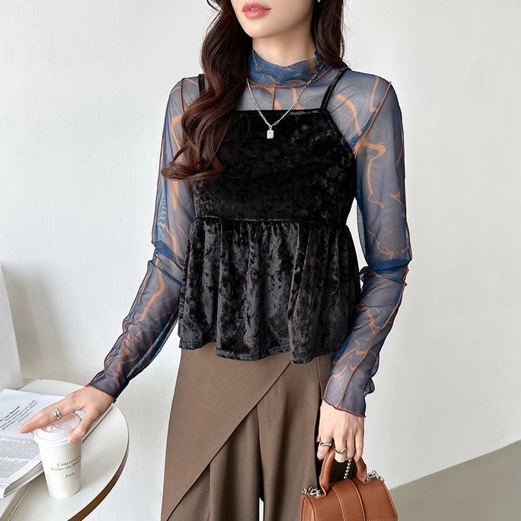 ベロアキャミソール ペプラムビスチェ バックリボン | COCOMOMO | 詳細画像20 