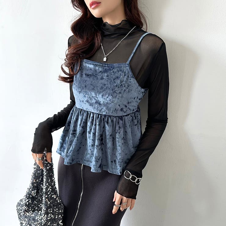 ベロアキャミソール ペプラムビスチェ バックリボン | COCOMOMO | 詳細画像3 