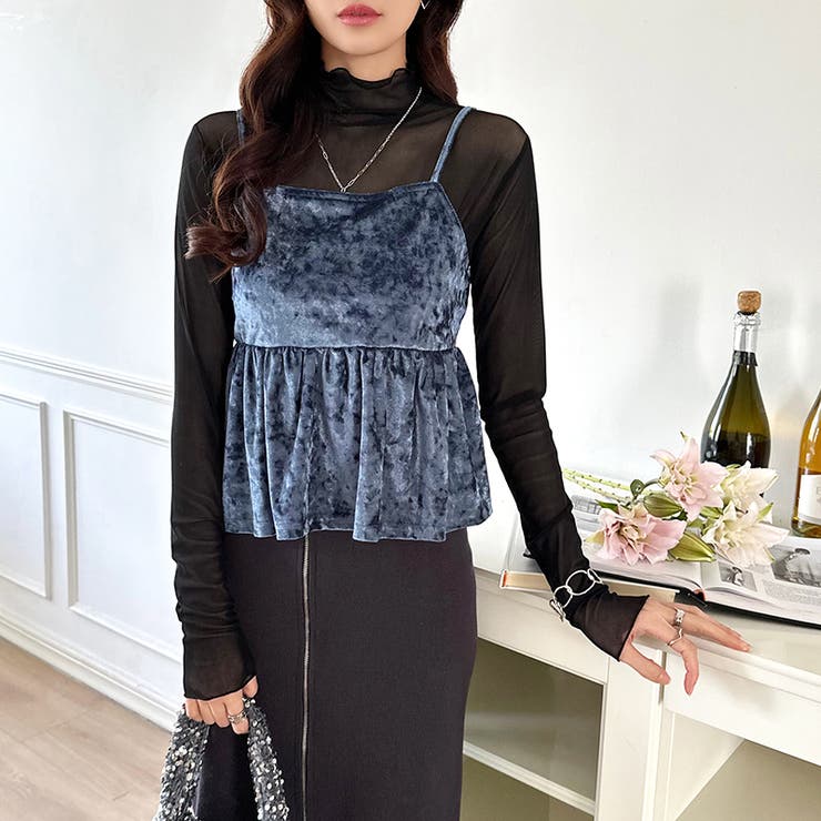 ベロアキャミソール ペプラムビスチェ バックリボン | COCOMOMO | 詳細画像6 